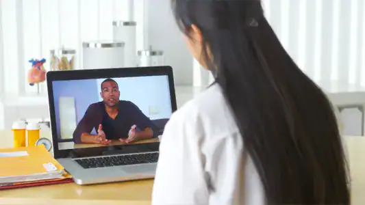 Video chat consultation with doctor